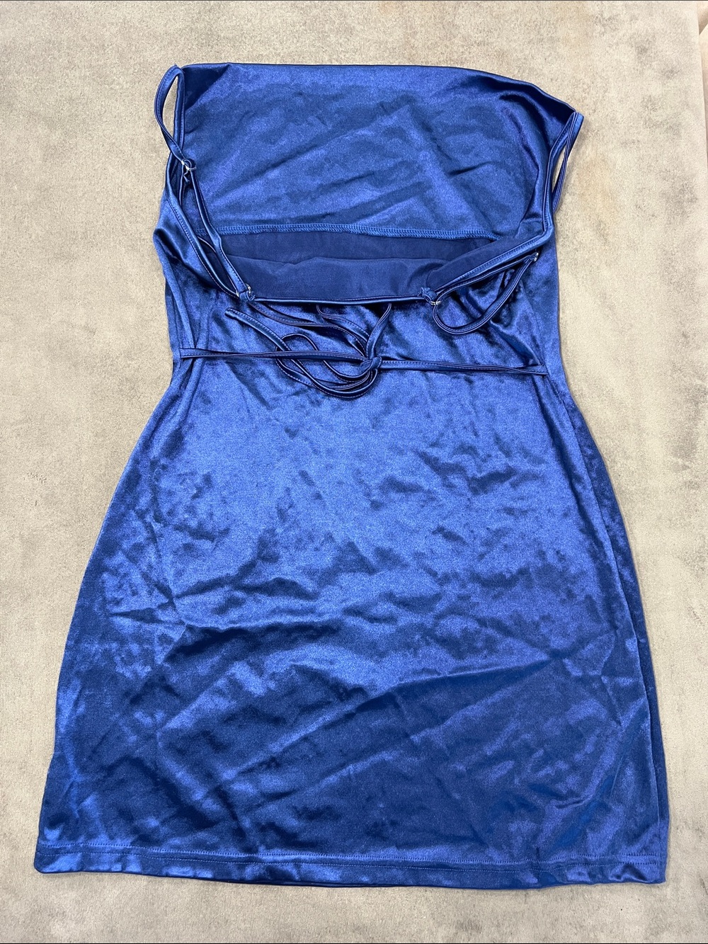 Zaful Navy Blue Satin Cowl-Neck Midi Slip Dress SMALL - Picture 7 of 9